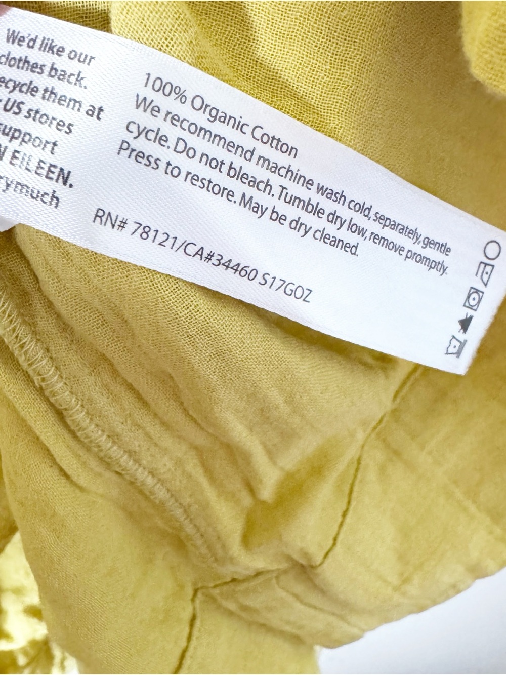 Eileen Fisher Yellow Scoop Neck Tunic with Front Pockets - Picture 6 of 9